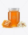 Clear Glass Jar with Acacia Honey Mockup