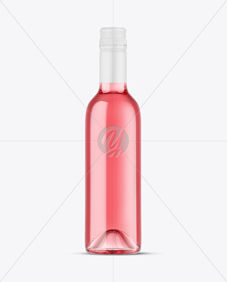 Clear Glass Pink Wine Bottle Mockup