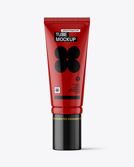 Glossy Cosmetic Tube with Box Mockup