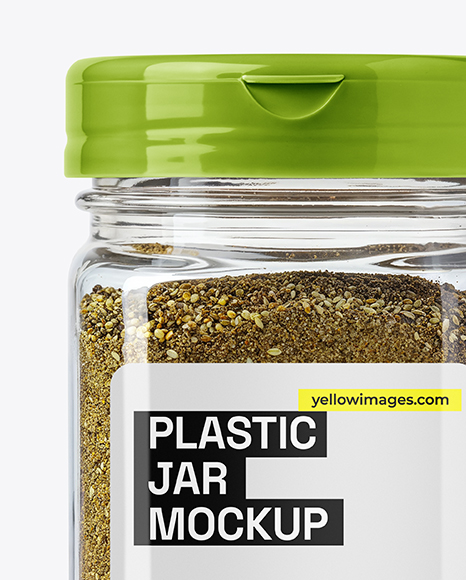Plastic Jar with Za'atar Spice Mockup