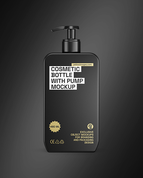 Square Cosmetic Bottle with Pump Mockup