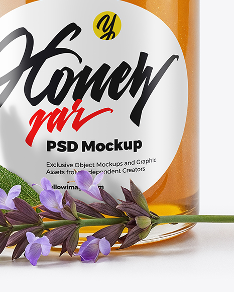 Glass Jar with Sage Honey Mockup
