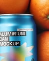 8.5oz Drink Can on a Stack of Oranges Mockup