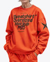 Elderly Woman in Glasses Wearing Sweatshirt & Sweatpants Mockup