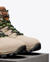 Pair of Hiking Boots on Shoe Box Mockup