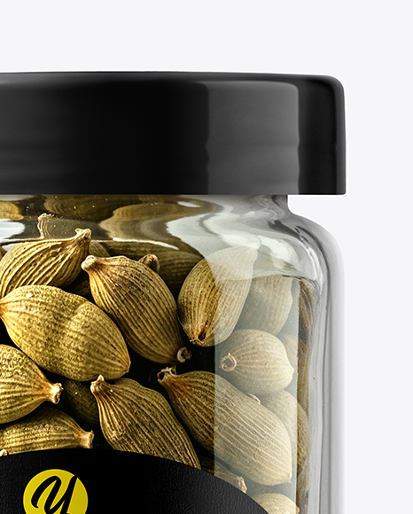 Clear Glass Jar with Cardamom Pods Mockup