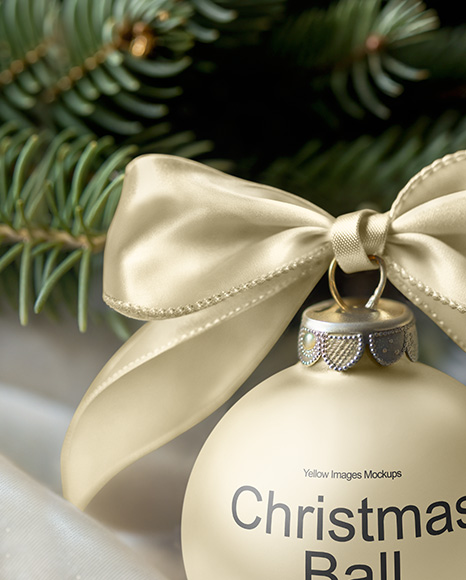 Metallic Christmas Ball with Bow Mockup