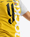 Woman Wearing Soccer Jersey and Shorts Mockup