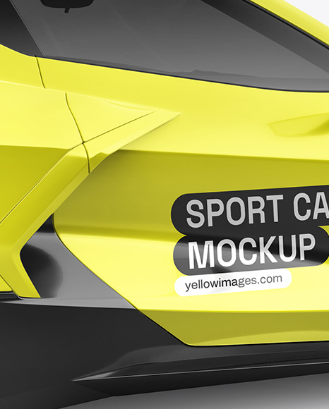 Sport Car Mockup - Back Half Side View