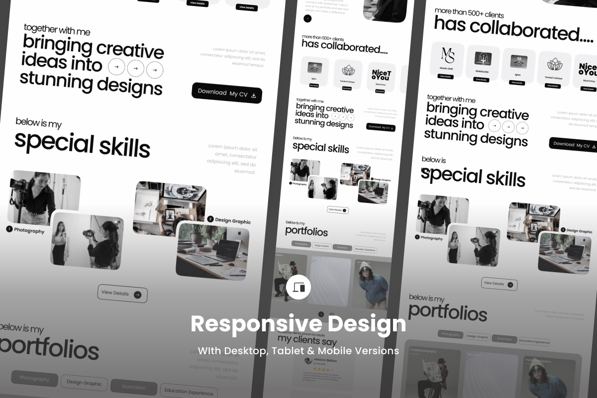 Elena Joylie - Contemporary Portfolio Landing Page for Designers