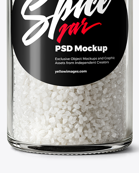 Glass Jar with Coarse Sea Salt Mockup
