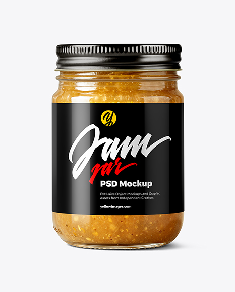 Clear Glass Jar with White Grape Jam Mockup - Mockup shots