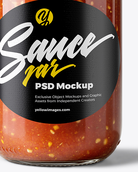 Clear Glass Jar with Salsa Sauce Mockup