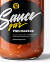 Clear Glass Jar with Salsa Sauce Mockup