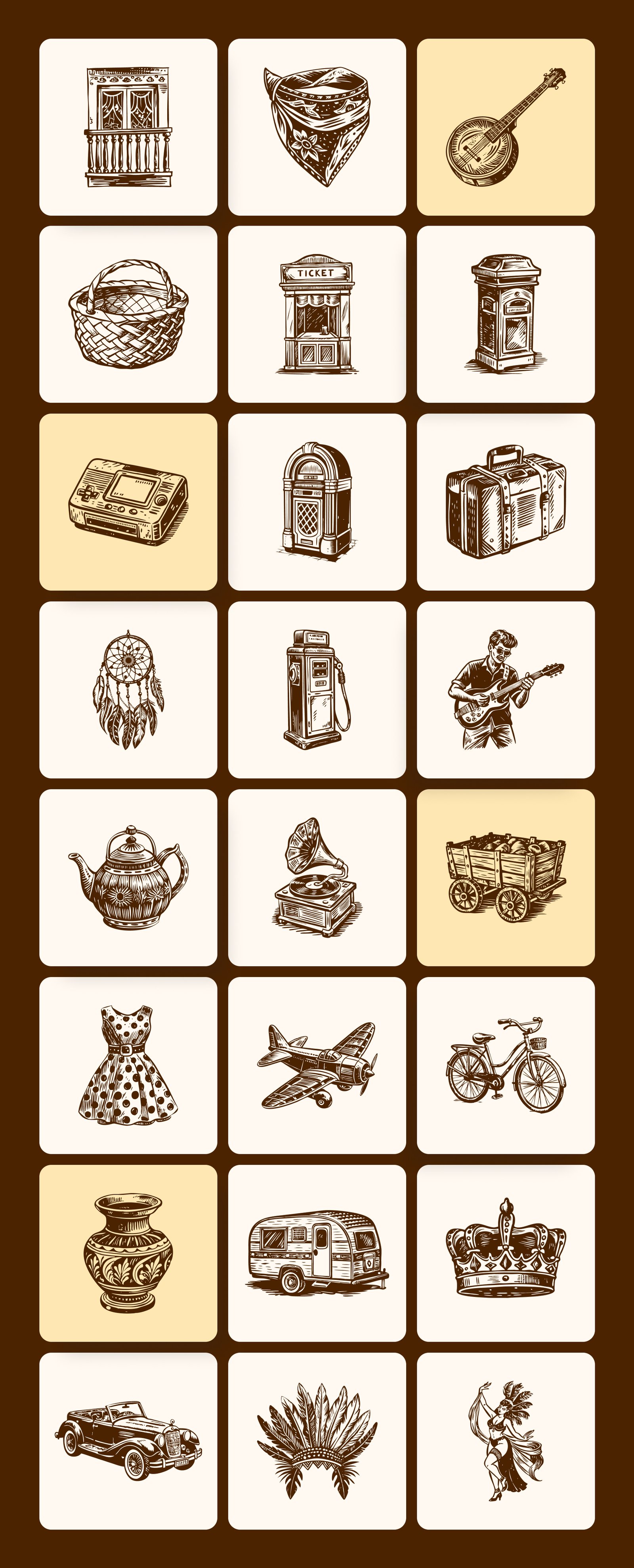 Vintage Culture Illustration Set