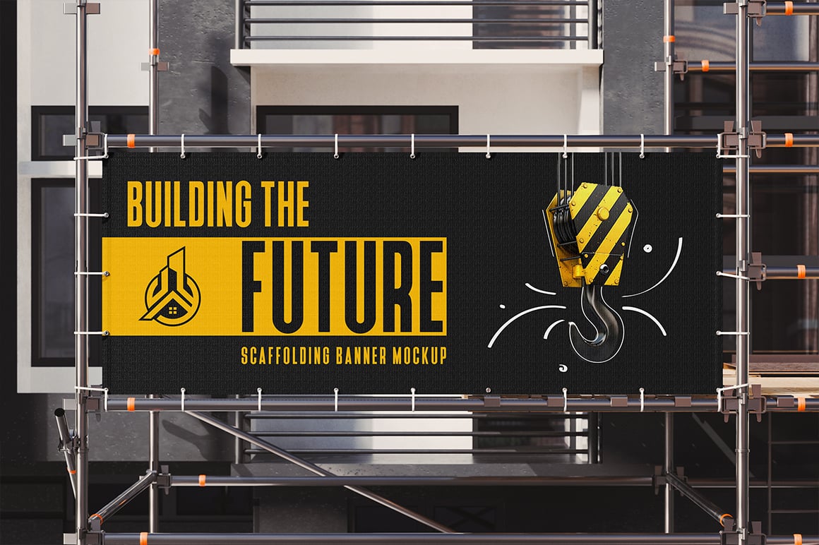 Advertising Scaffolding Banner Mockup