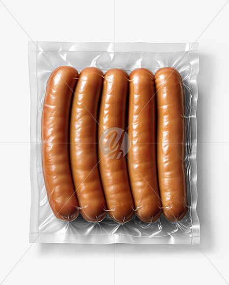 Clear Plastic Flow-Pack with Sausages Mockup