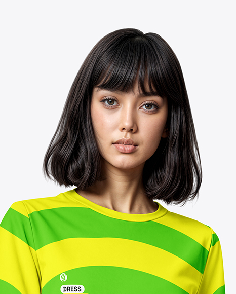 Young Woman Wearing Short Sleeve Dress Mockup