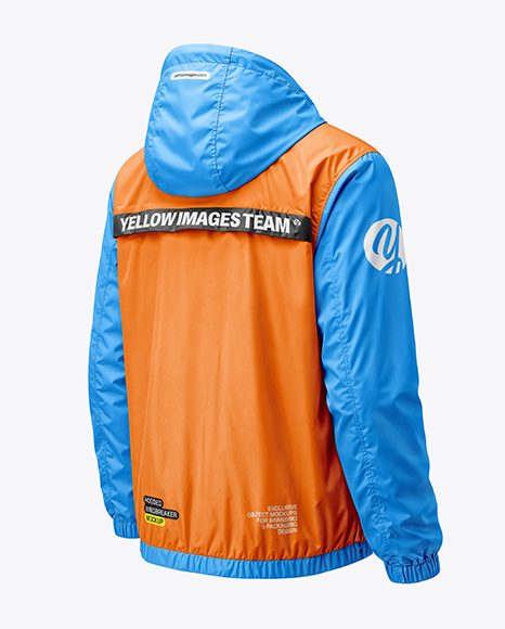 Hooded Windbreaker Jacket Mockup - Back Half Side View