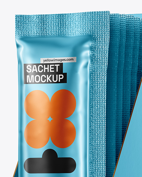 Metallic Sachets in Display Box Mockup