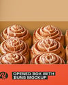 Opened Box with Cinnamon Buns Mockup