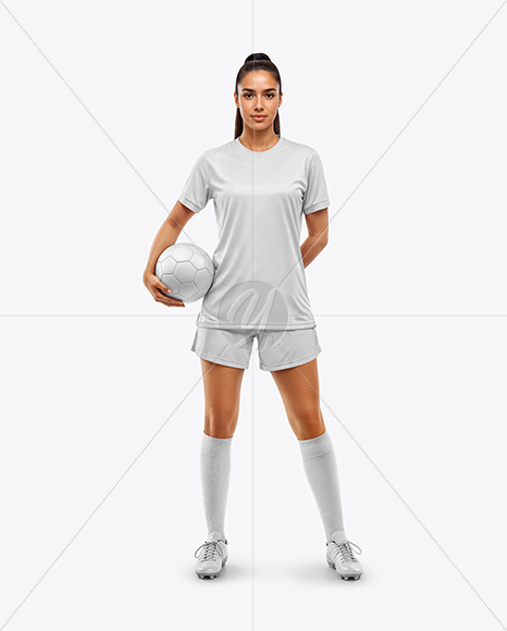 Woman Wearing Soccer Jersey and Shorts Mockup