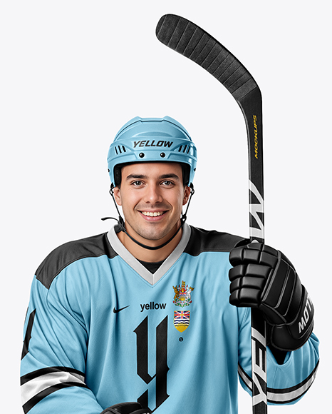 Man Wearing Full Ice Hockey Kit Mockup