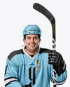 Man Wearing Full Ice Hockey Kit Mockup