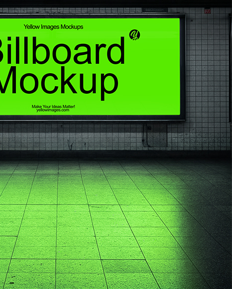 Billboard in Underground Passage Mockup