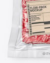 Clear Plastic Flow-Pack with Minced Meat Mockup
