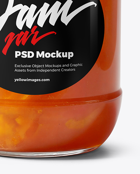Clear Glass Jar with Peach Preserves Mockup