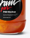Clear Glass Jar with Peach Preserves Mockup