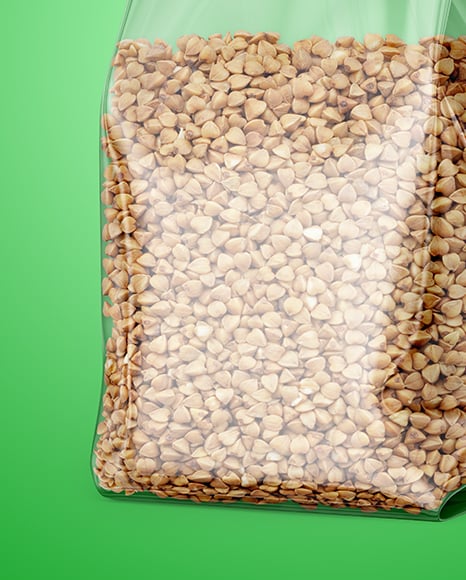 Transparent Package with Buckwheat Mockup