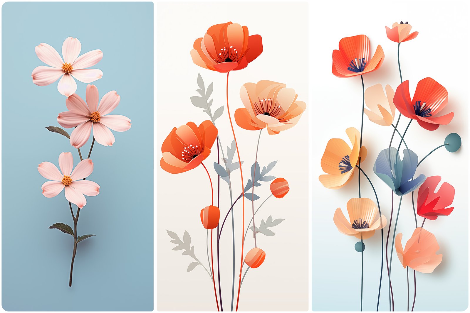 120 Flowers Poster Illustration Backgrounds