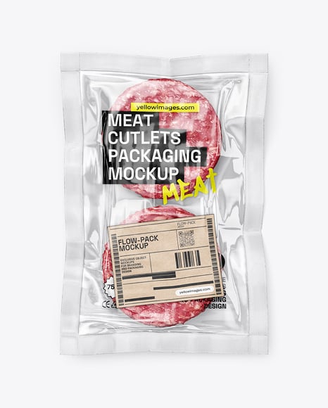 Clear Plastic Flow-Pack with Cutlets Mockup