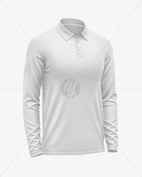 Men's Long Sleeve Raglan Polo Mockup
