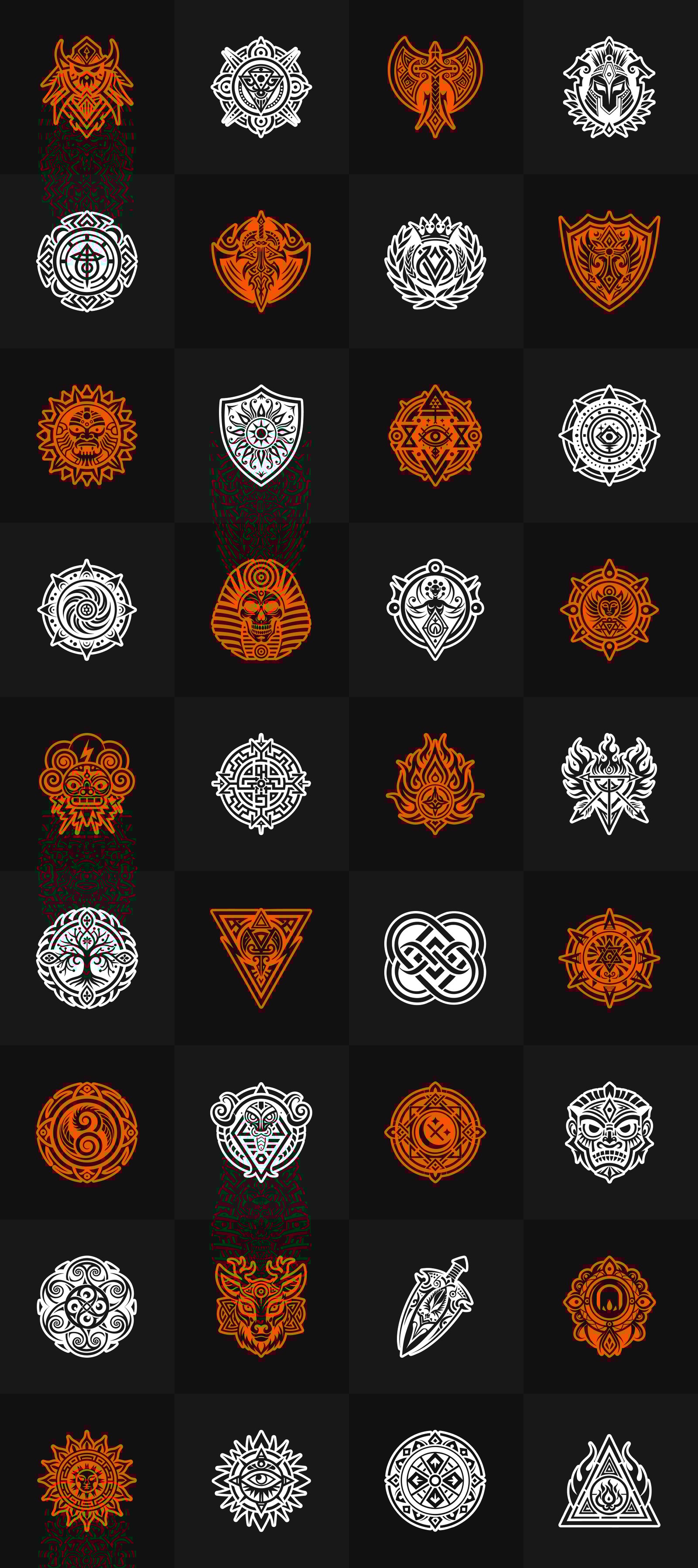 Ancient Symbols and Tattoo Art Set