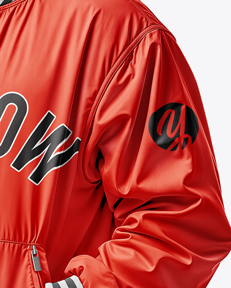 Baseball Player Wearing a Bomber Jacket and Cap Mockup
