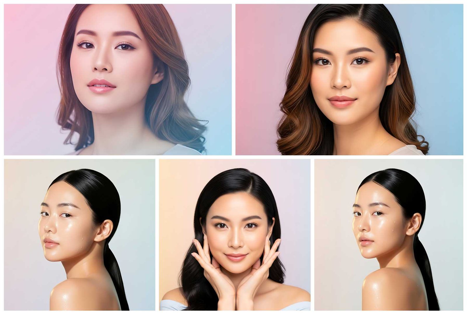 16 Asian Beauty Close-Up Stock Photos – Soft Pastel Tone Portrait