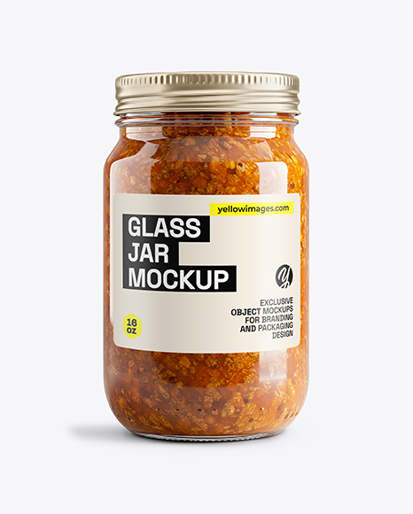 Clear Glass Jar with Meat Ragu Mockup - Mockups