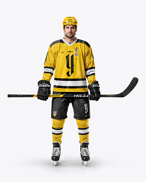 Man Wearing Full Ice Hockey Kit Mockup