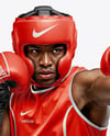Afro-American Man Wearing Full Boxing Kit Mockup