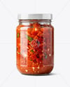 Glass Jar with Tomato Bruschetta Mockup