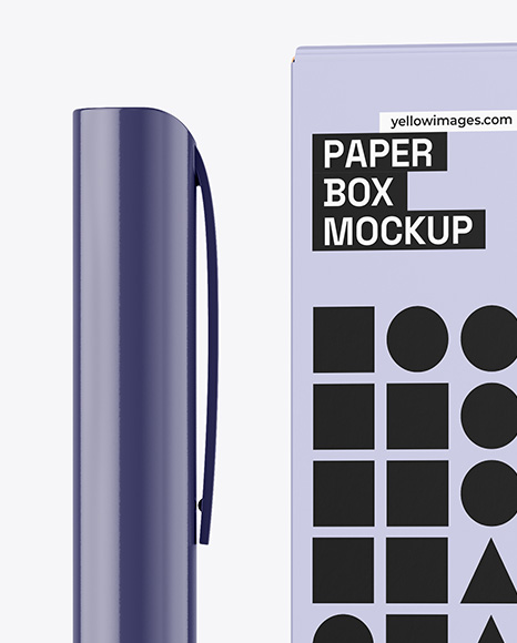 Glossy Insulin Pen with Box Mockup