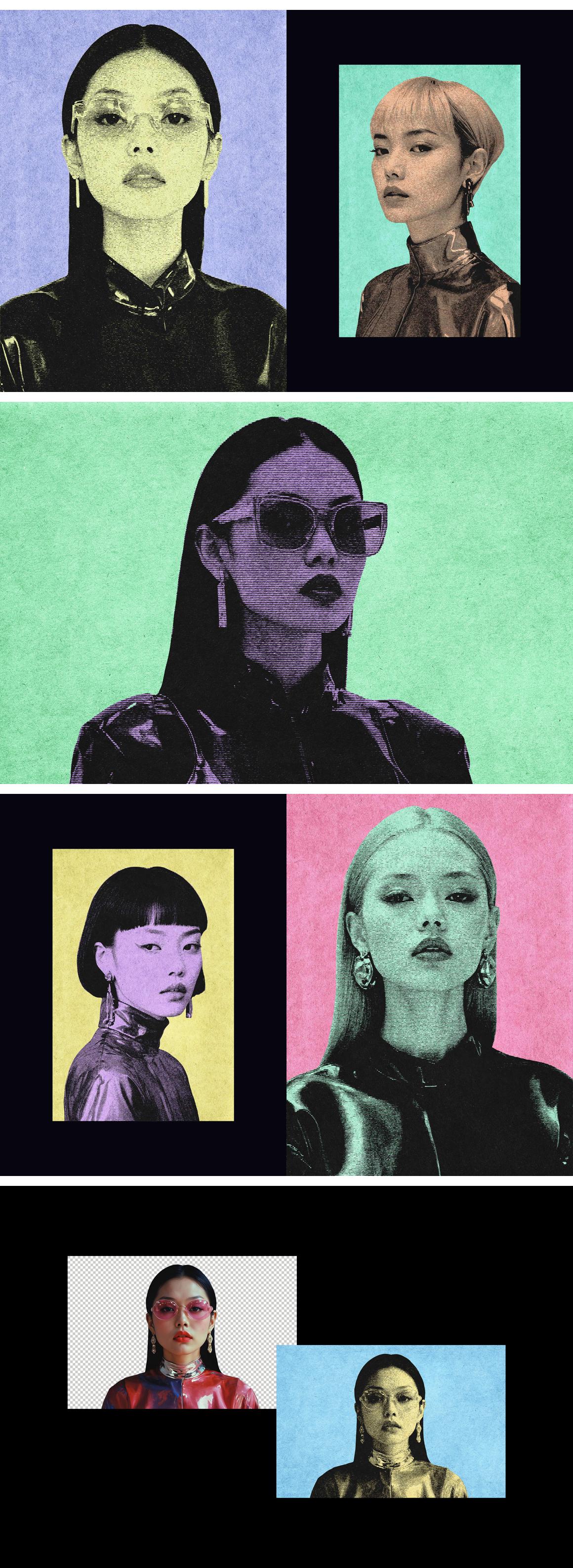 Colorful Striped Halftone Effect