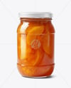 Clear Glass Jar with Peach Preserves Mockup