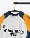 Training Jersey on Hanger Over Wooden Bench Mockup