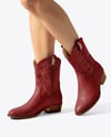 Leather Cowboy Boots on Women's Legs Mockup