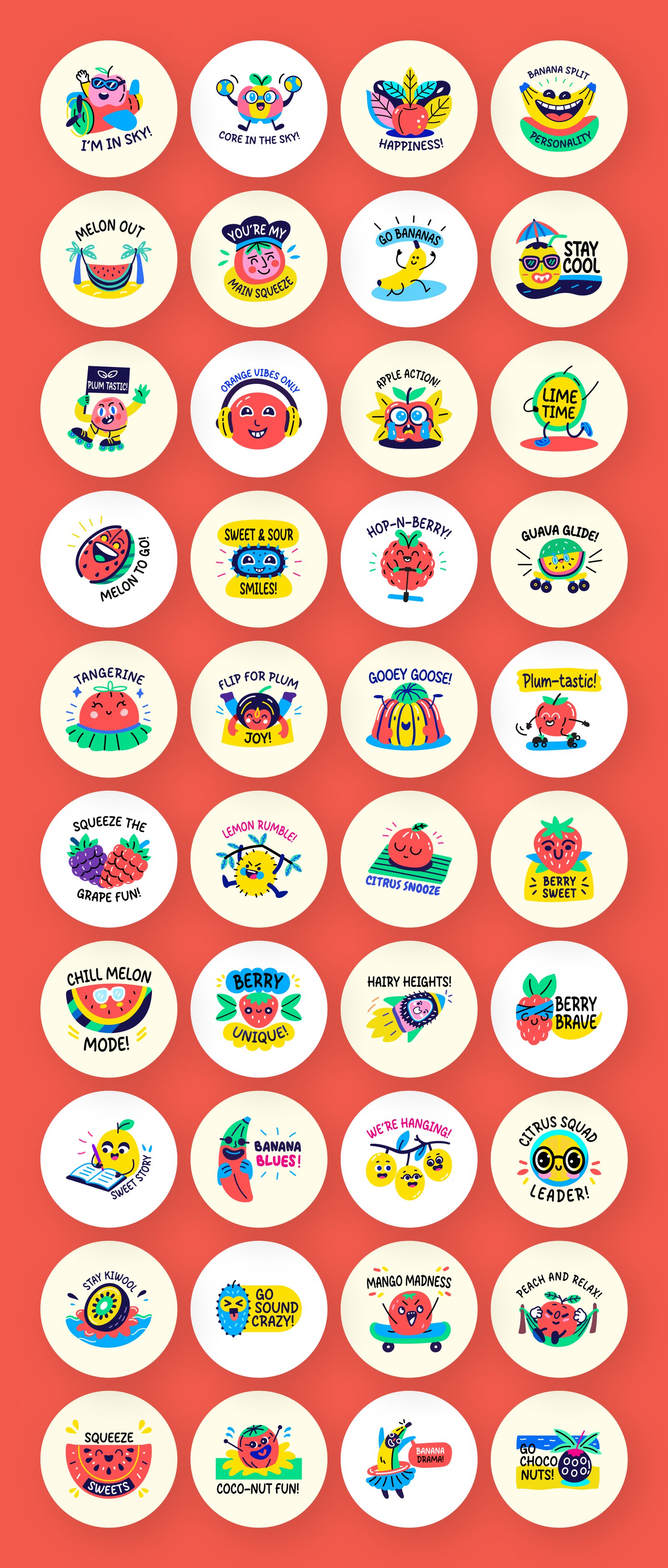 Cool Fruit Stickers Collection