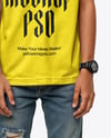 Boy Wearing T-shirt and Ripped Jeans Mockup